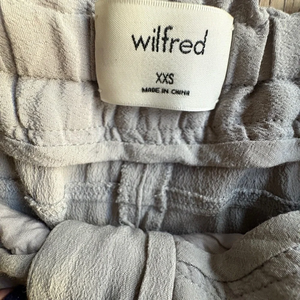 $128 Wilfred Aritzia Allant Linen Blend Pants Grey XXS Paperbag Waist Drawstring